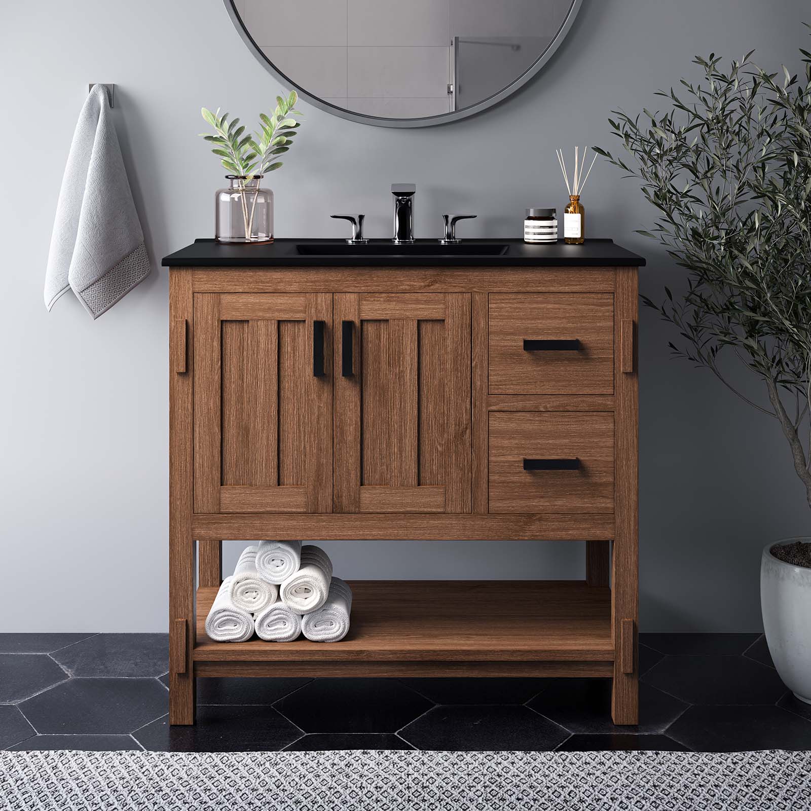 Ashlyn 36” Wood Bathroom Vanity Cabinet (Sink Basin Not Included) By Modway - EEI-6404 | Bathroom Accessories | Modishstore - 1
