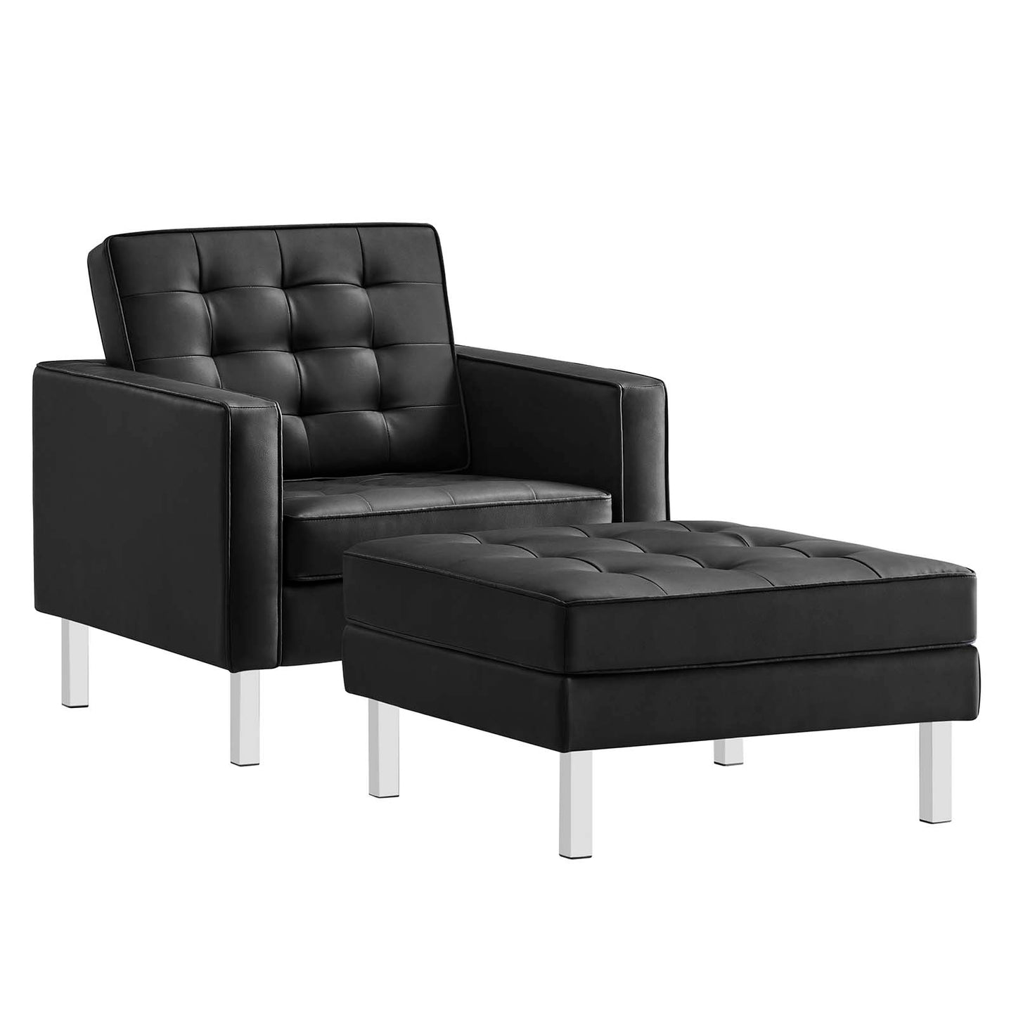 Loft Tufted Vegan Leather Armchair and Ottoman Set By Modway - EEI-6409 | Armchairs | Modishstore - 2