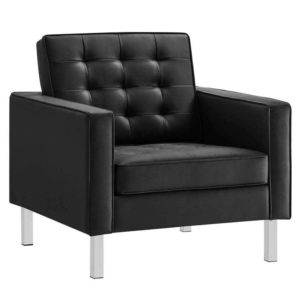 Loft Tufted Vegan Leather Armchair and Ottoman Set By Modway - EEI-6409 | Armchairs | Modishstore - 4