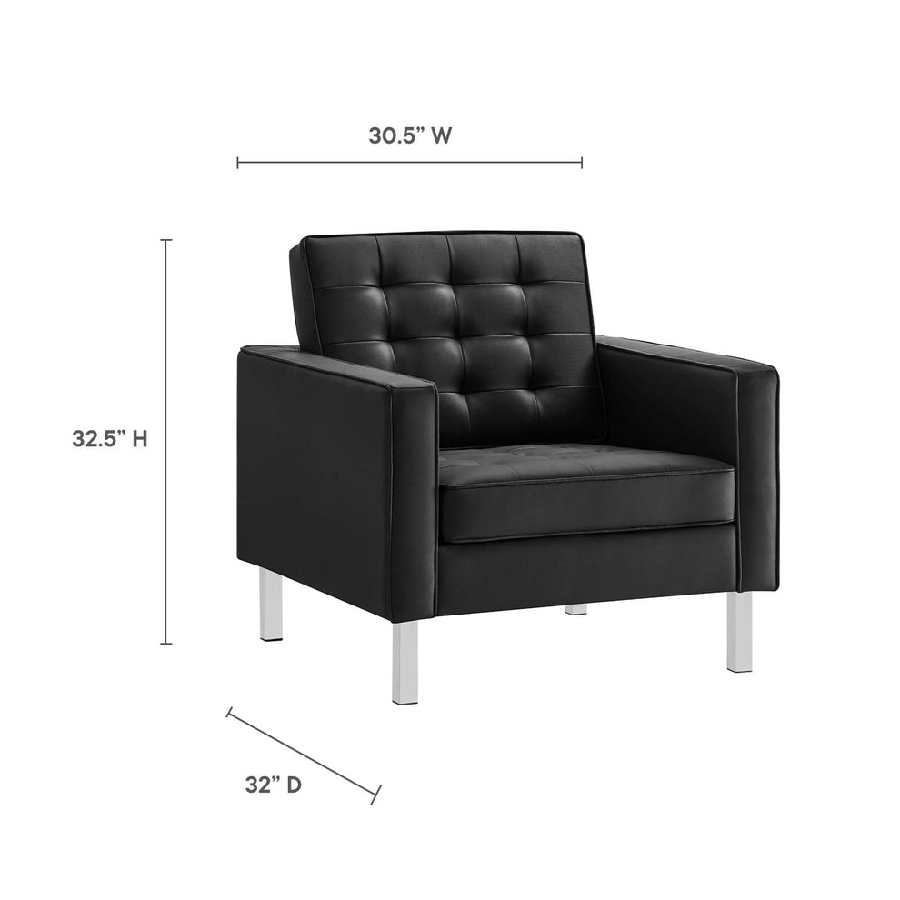 Loft Tufted Vegan Leather Armchair and Ottoman Set By Modway - EEI-6409 | Armchairs | Modishstore - 10