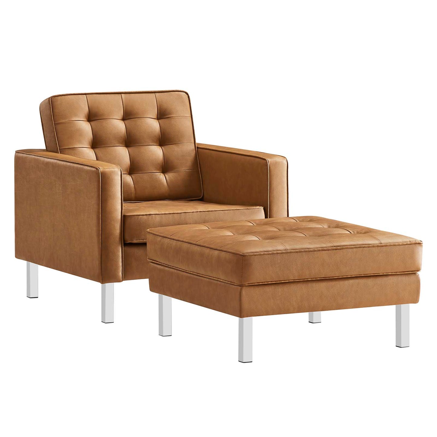 Loft Tufted Vegan Leather Armchair and Ottoman Set By Modway - EEI-6409 | Armchairs | Modishstore - 11