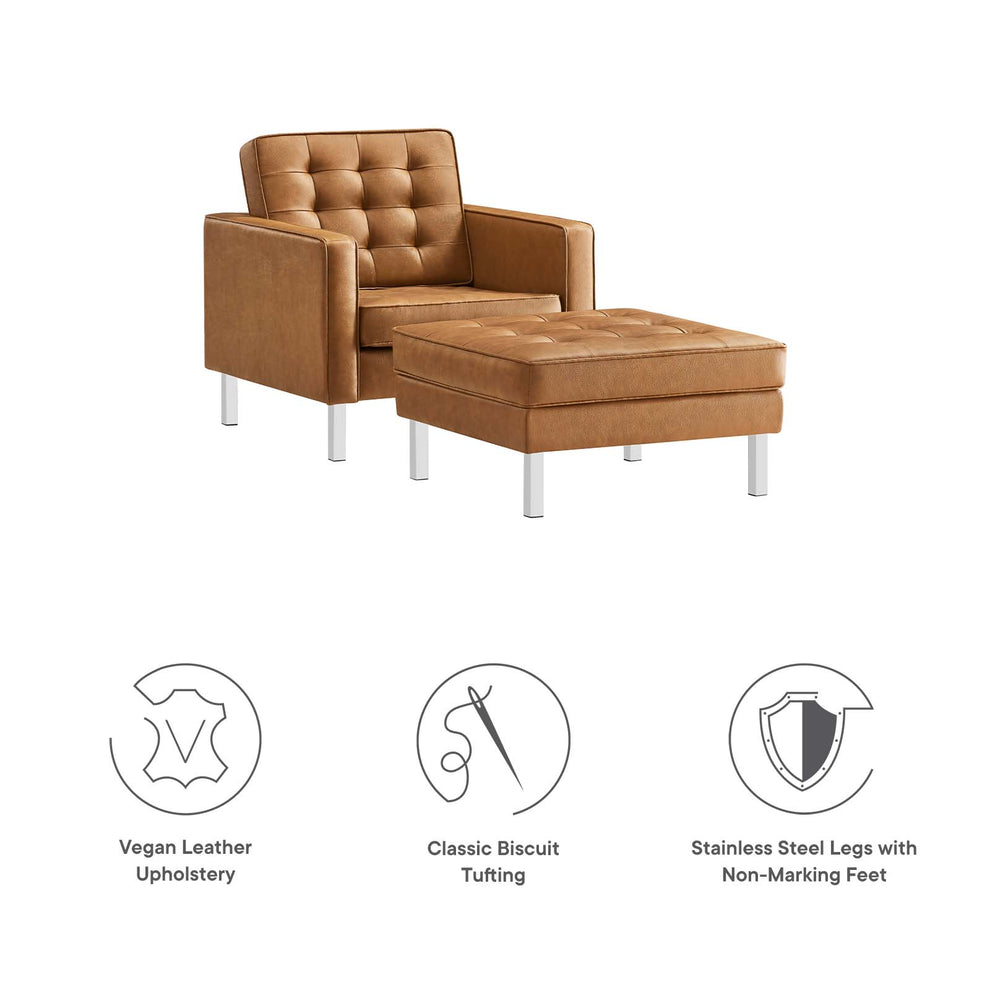 Loft Tufted Vegan Leather Armchair and Ottoman Set By Modway - EEI-6409 | Armchairs | Modishstore - 12