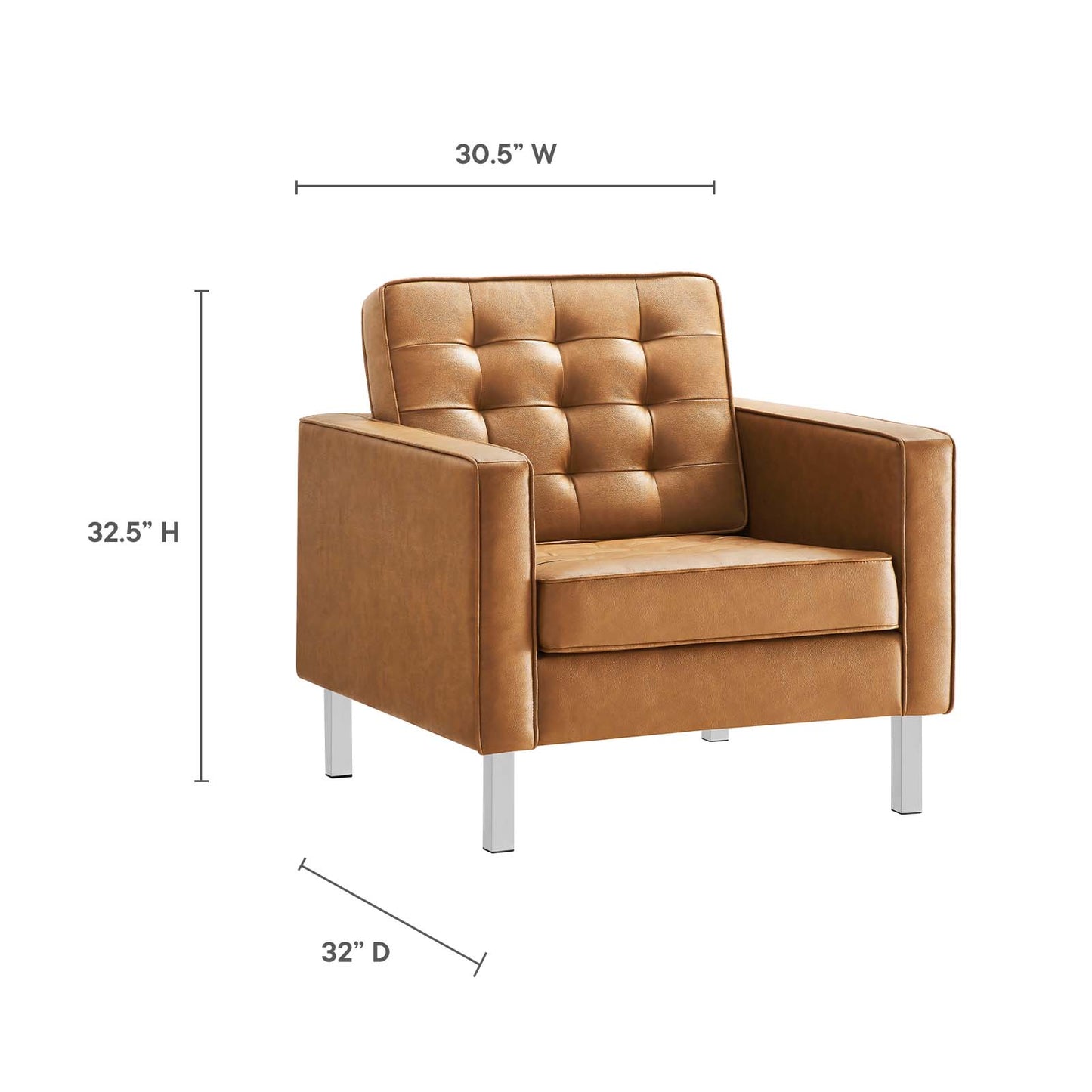 Loft Tufted Vegan Leather Armchair and Ottoman Set By Modway - EEI-6409 | Armchairs | Modishstore - 20