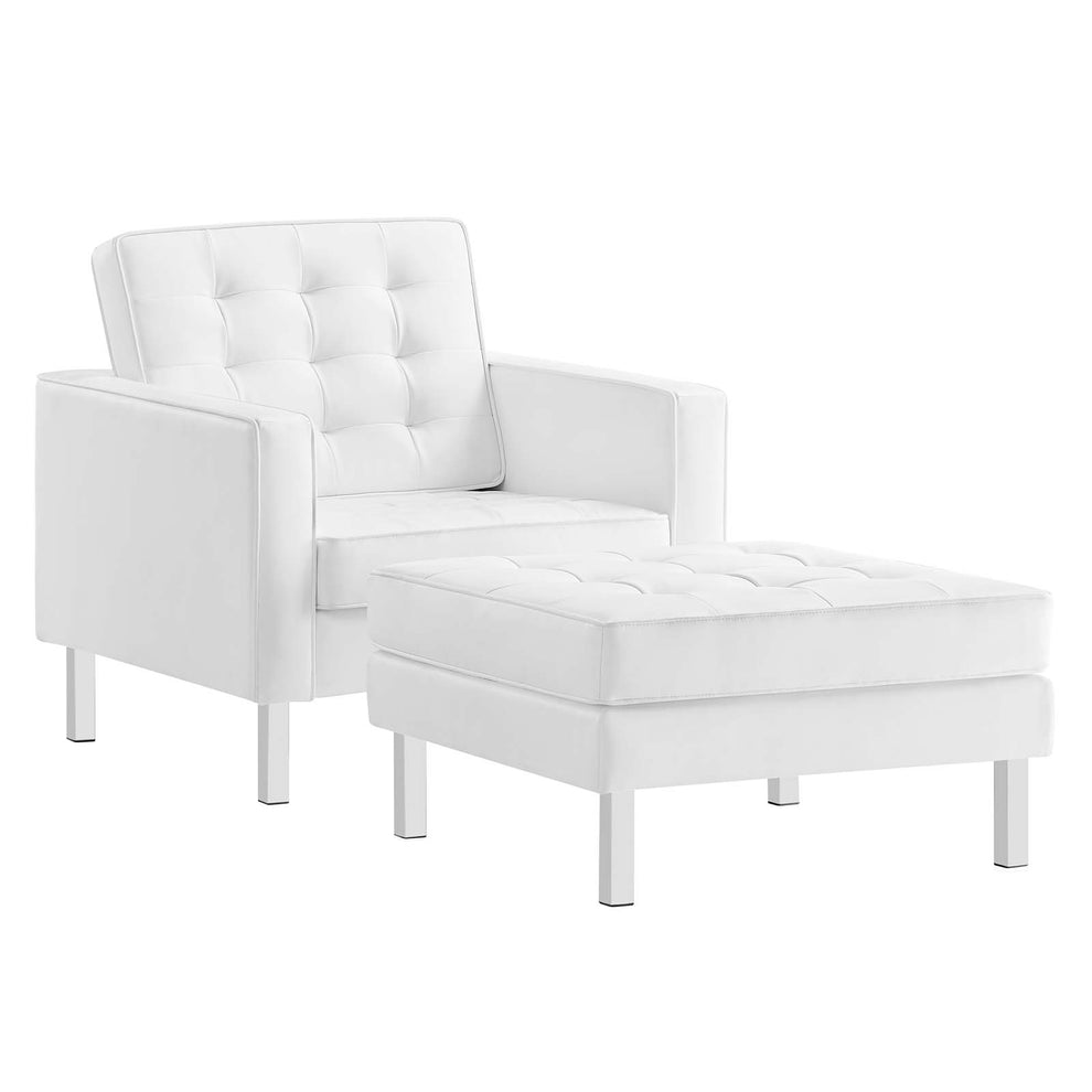 Loft Tufted Vegan Leather Armchair and Ottoman Set By Modway - EEI-6409 | Armchairs | Modishstore - 21