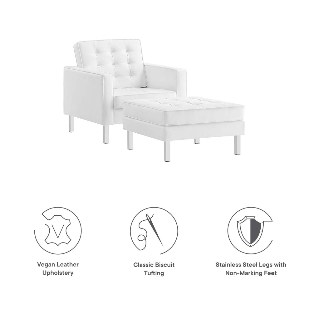Loft Tufted Vegan Leather Armchair and Ottoman Set By Modway - EEI-6409 | Armchairs | Modishstore - 22