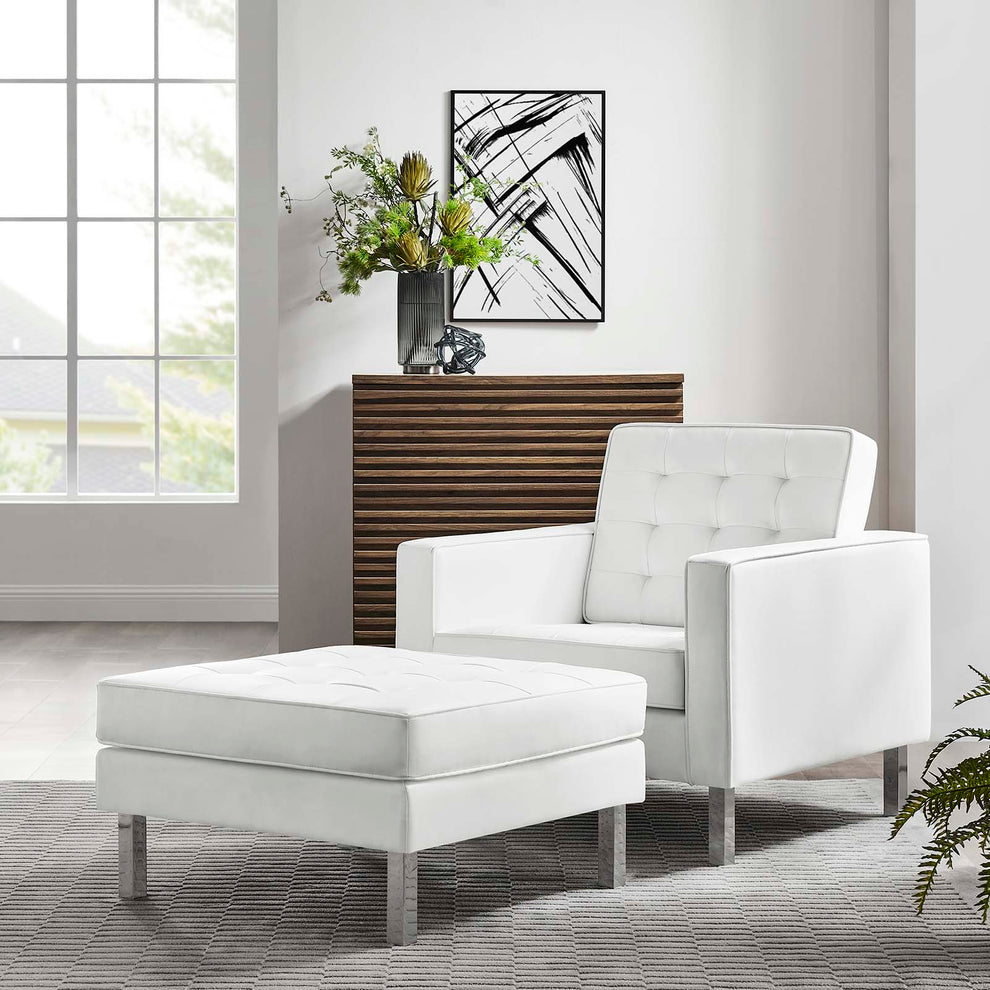 Loft Tufted Vegan Leather Armchair and Ottoman Set By Modway - EEI-6409 | Armchairs | Modishstore - 23