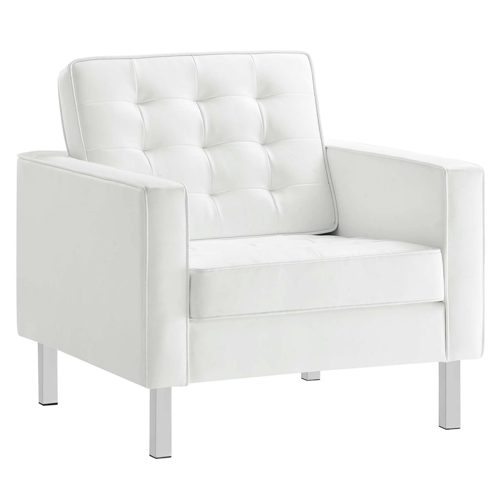 Loft Tufted Vegan Leather Armchair and Ottoman Set By Modway - EEI-6409 | Armchairs | Modishstore - 24