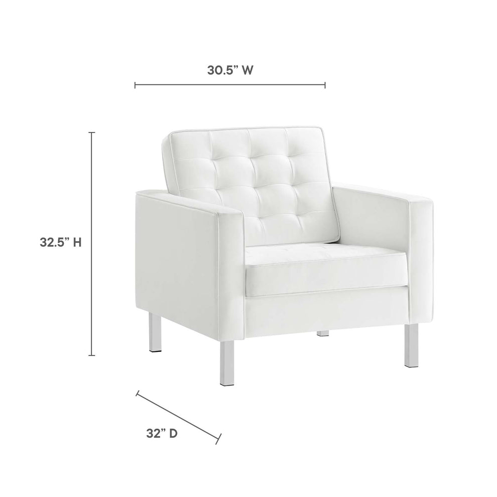 Loft Tufted Vegan Leather Armchair and Ottoman Set By Modway - EEI-6409 | Armchairs | Modishstore - 30