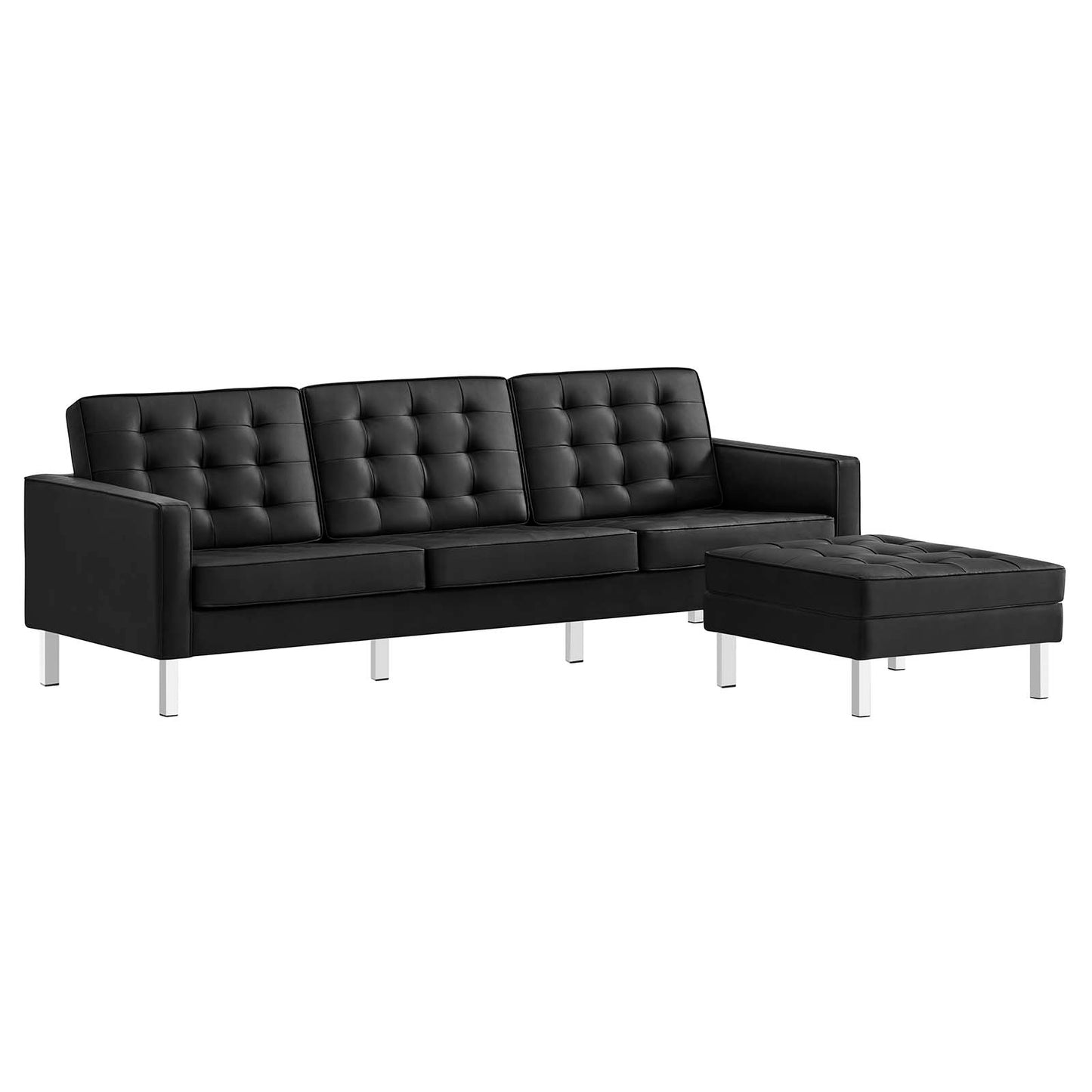 Loft Tufted Vegan Leather Sofa and Ottoman Set By Modway - EEI-6410 | Sofas | Modishstore - 2