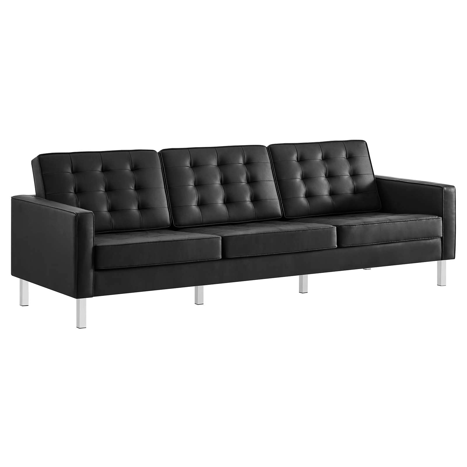 Loft Tufted Vegan Leather Sofa and Ottoman Set By Modway - EEI-6410 | Sofas | Modishstore - 4