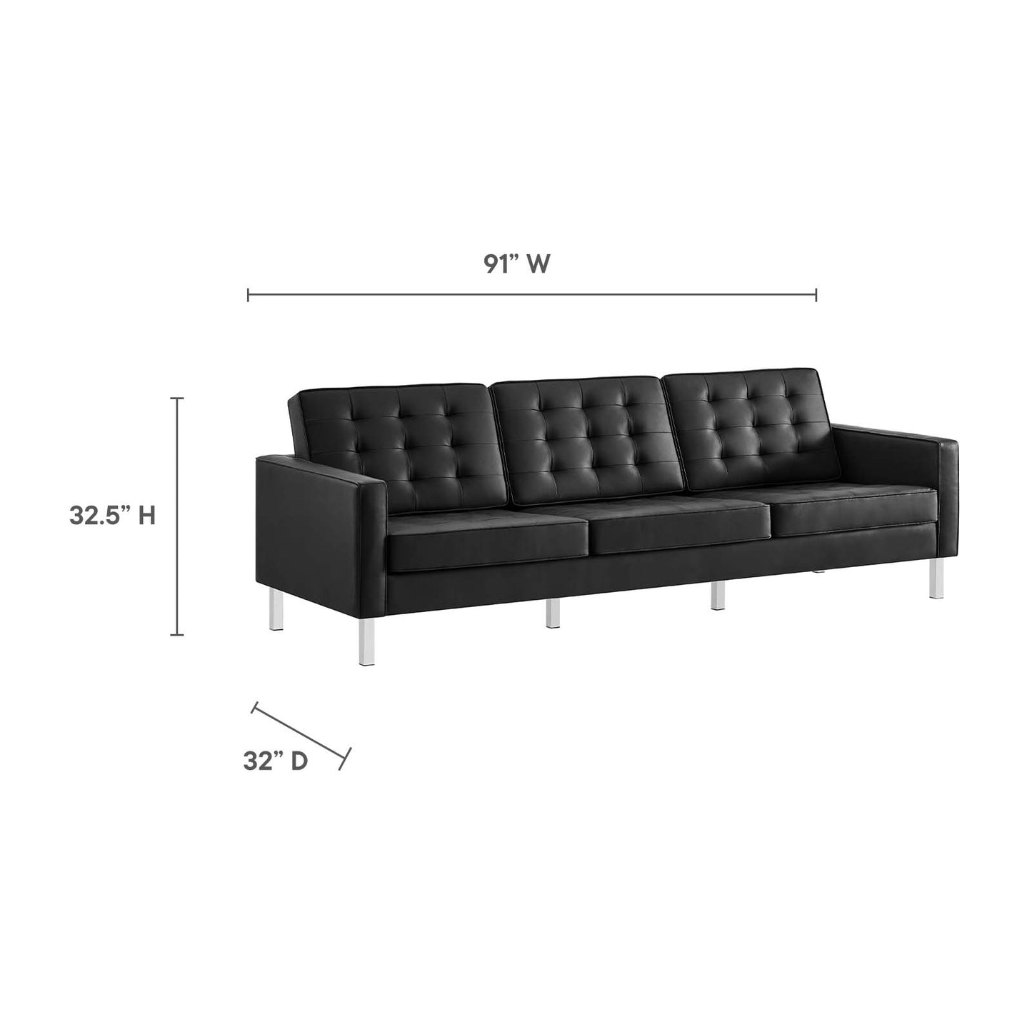 Loft Tufted Vegan Leather Sofa and Ottoman Set By Modway - EEI-6410 | Sofas | Modishstore - 10