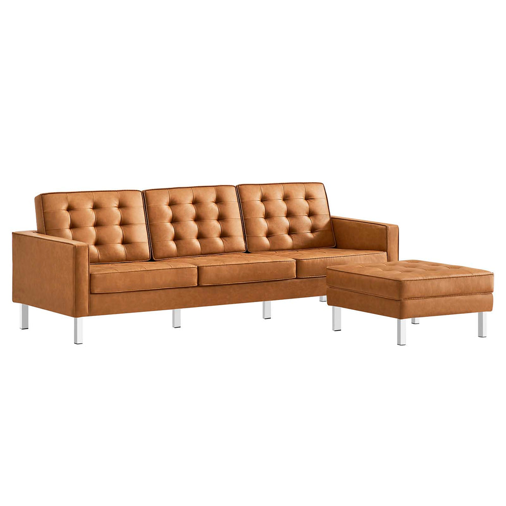 Loft Tufted Vegan Leather Sofa and Ottoman Set By Modway - EEI-6410 | Sofas | Modishstore - 11