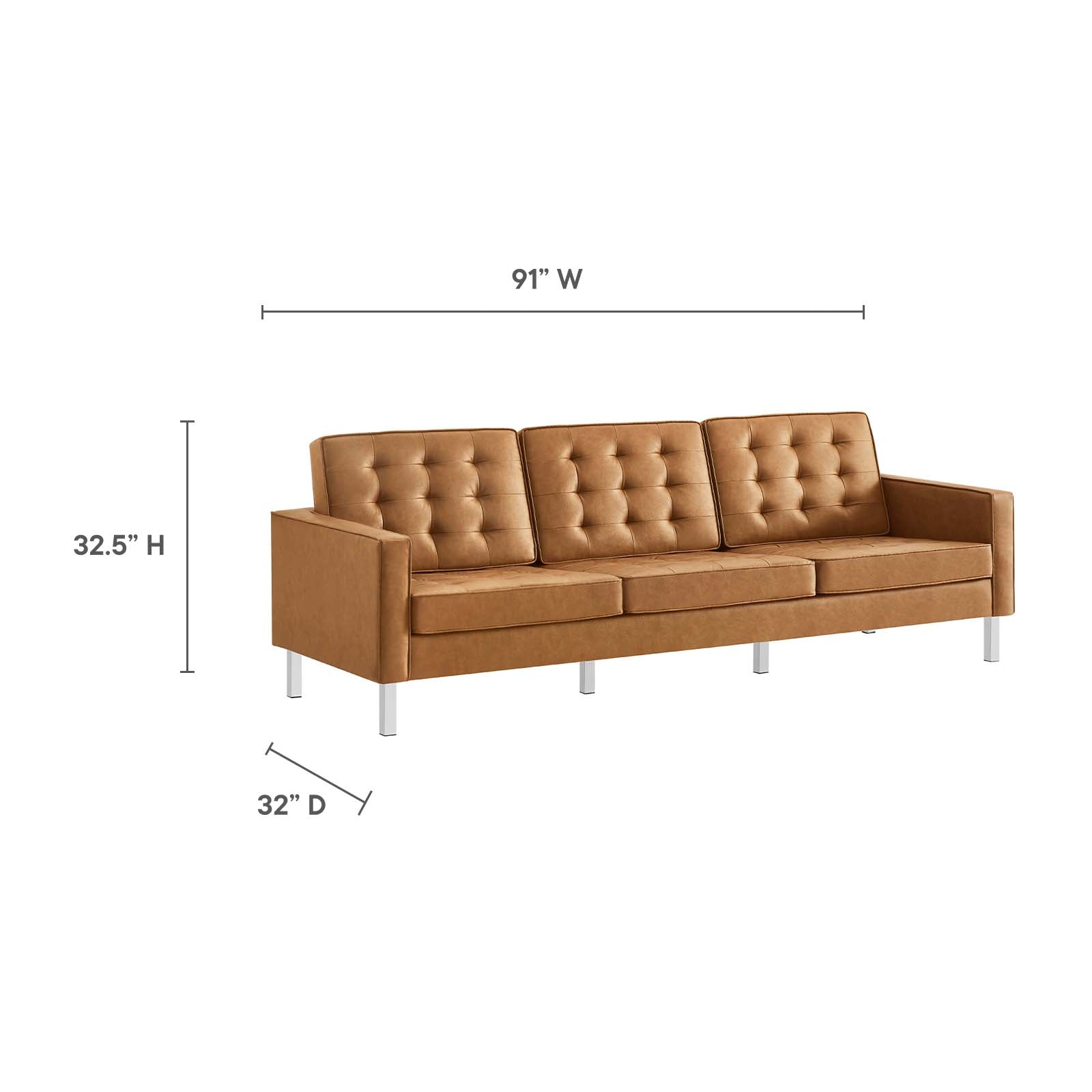 Loft Tufted Vegan Leather Sofa and Ottoman Set By Modway - EEI-6410 | Sofas | Modishstore - 20