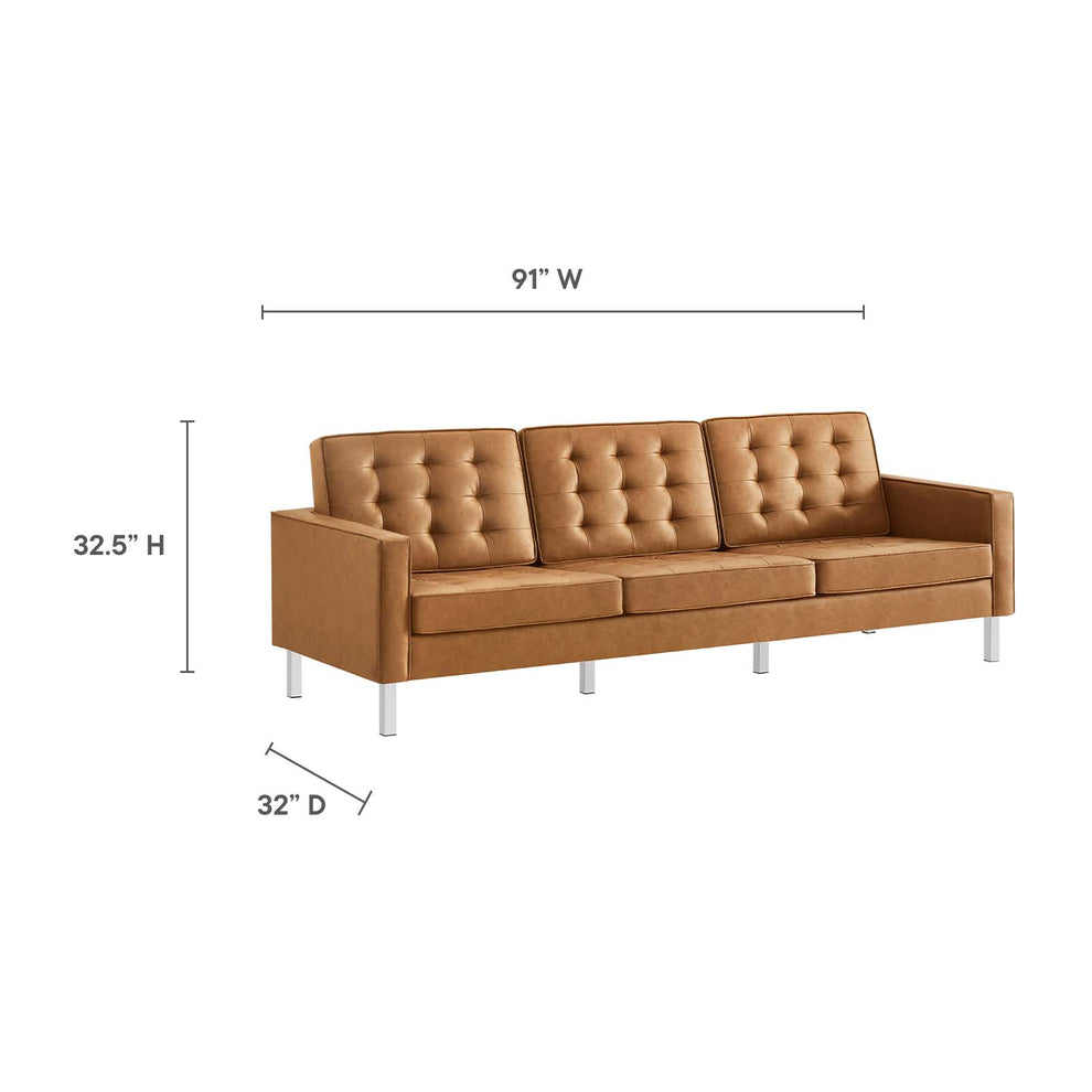 Loft Tufted Vegan Leather Sofa and Ottoman Set By Modway - EEI-6410 | Sofas | Modishstore - 20