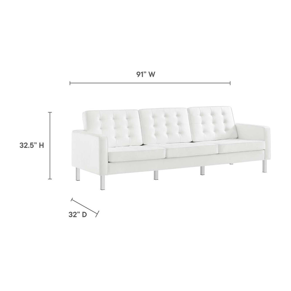 Loft Tufted Vegan Leather Sofa and Ottoman Set By Modway - EEI-6410 | Sofas | Modishstore - 30