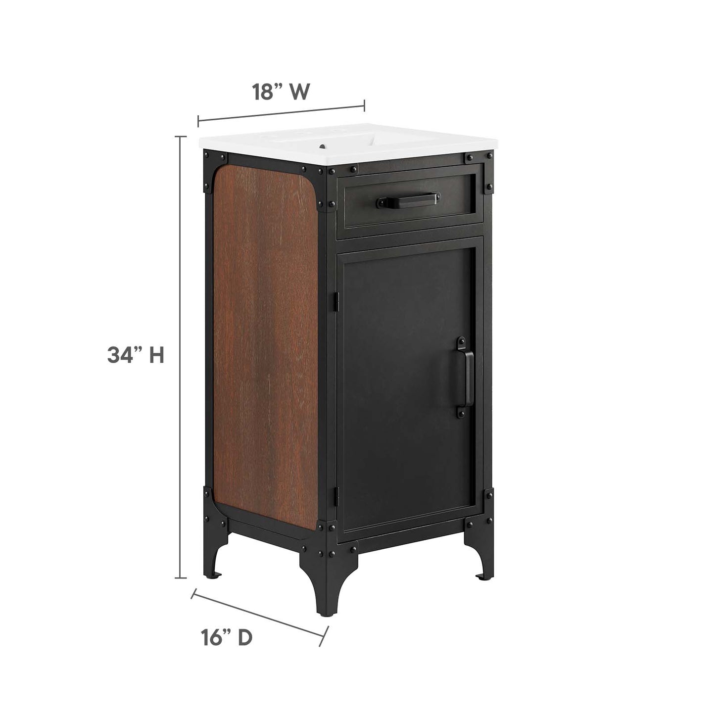 Steamforge 18" Bathroom Vanity By Modway - EEI-6411 | Bathroom Accessories | Modishstore - 5