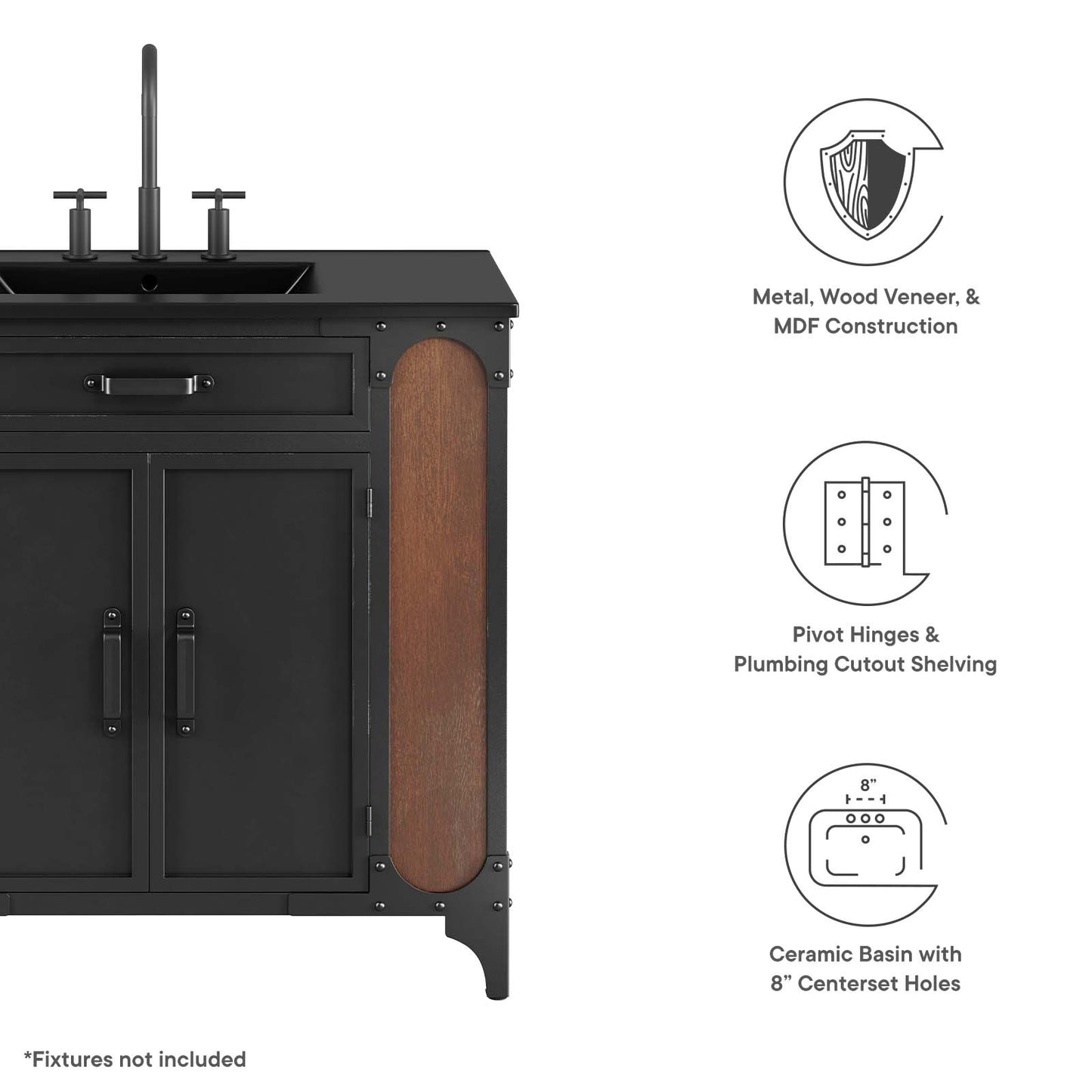 Steamforge 36" Bathroom Vanity By Modway - EEI-6418 | Bathroom Accessories | Modishstore - 6