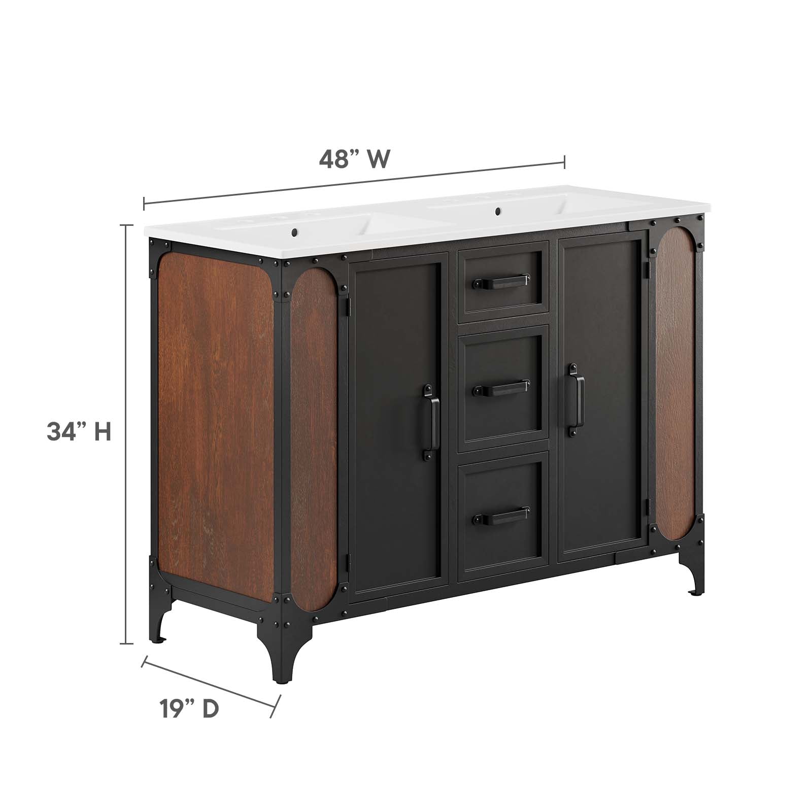 Steamforge 48" Double Sink Bathroom Vanity By Modway - EEI-6421 | Bathroom Accessories | Modway - 6