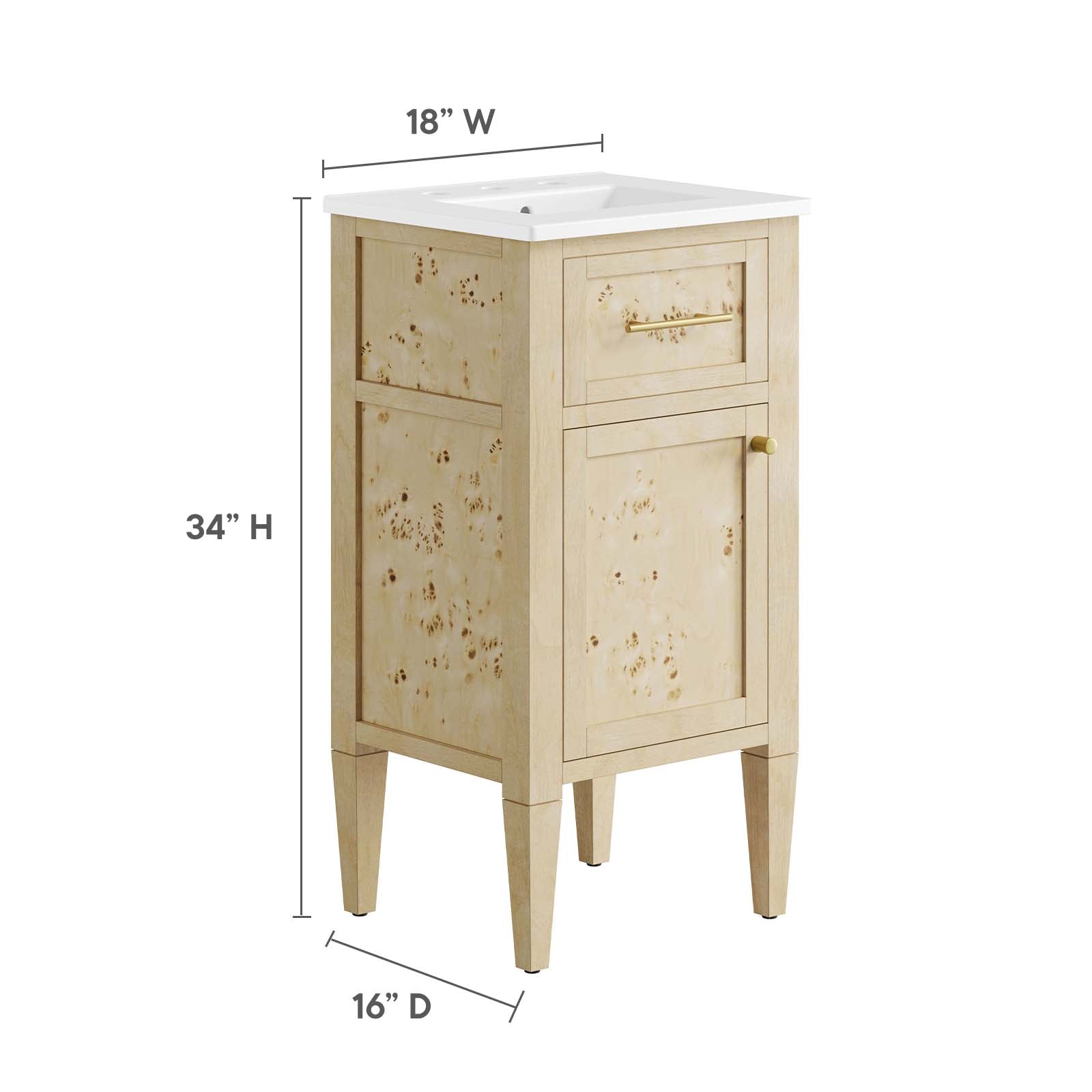 Elysian 18" Wood Bathroom Vanity By Modway - EEI-6435 | Bathroom Accessories | Modishstore - 6