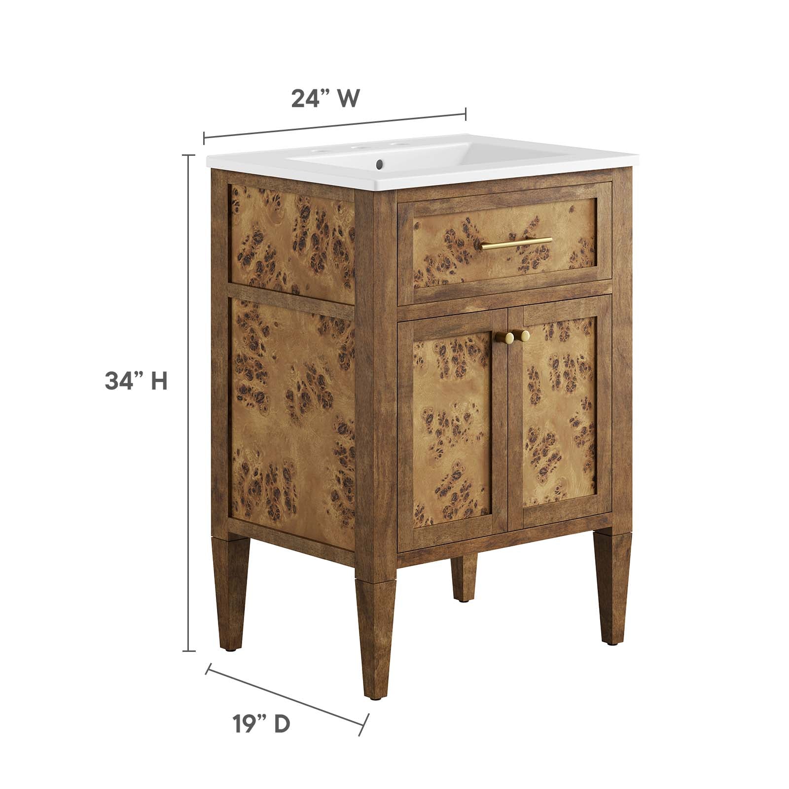 Elysian 24" Wood Bathroom Vanity By Modway - EEI-6440 | Bathroom Accessories | Modishstore - 6