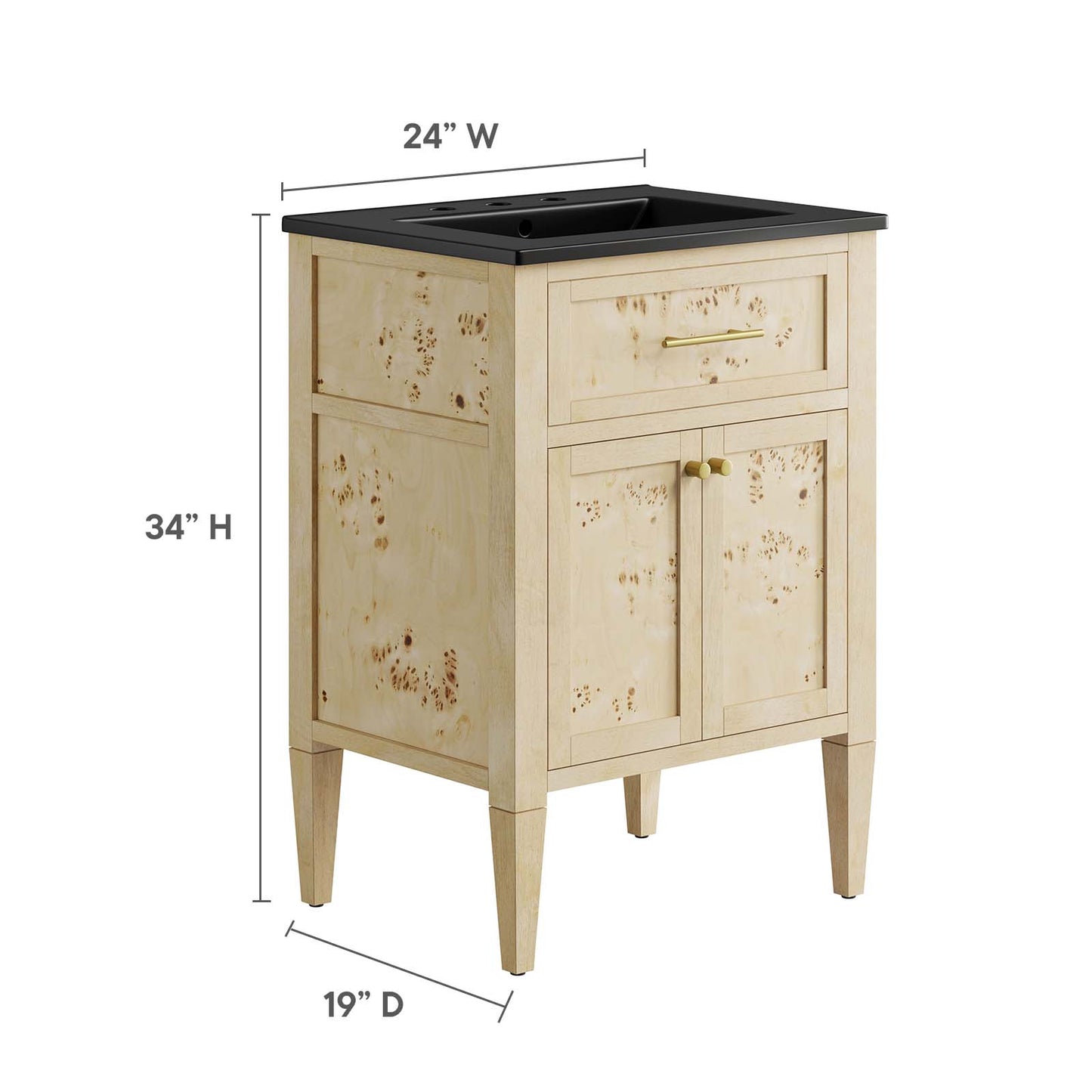 Elysian 24" Wood Bathroom Vanity By Modway - EEI-6441 | Bathroom Accessories | Modishstore - 6