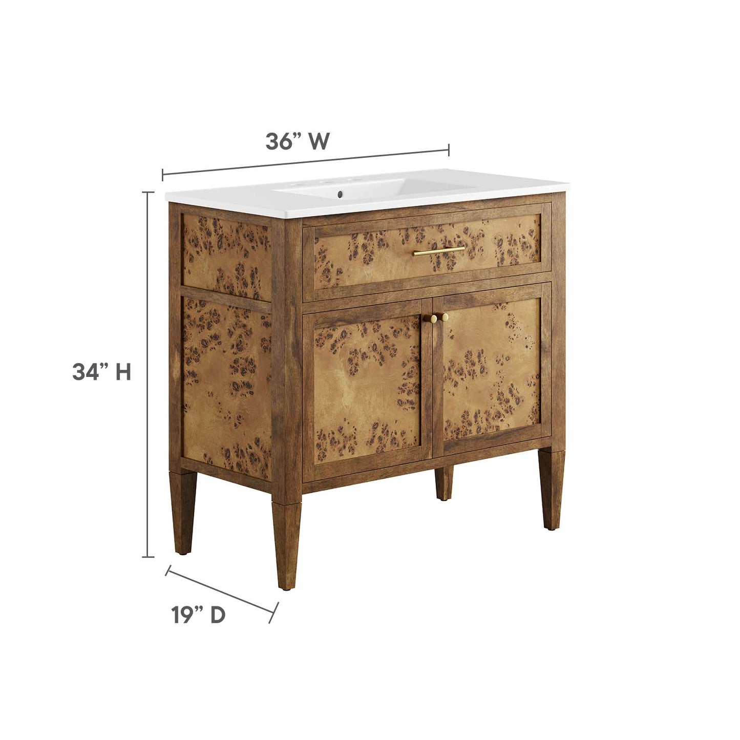 Elysian 36" Wood Bathroom Vanity By Modway - EEI-6448 | Bathroom Accessories | Modishstore - 6