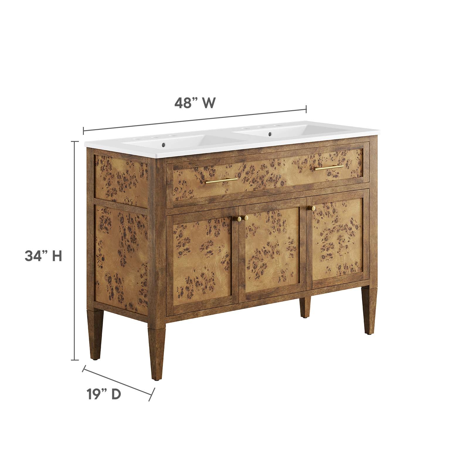 Elysian 48" Wood Double Sink Bathroom Vanity By Modway - EEI-6456 | Bathroom Accessories | Modishstore - 6