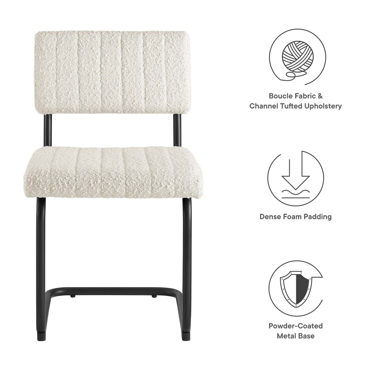 Parity Boucle Dining Side Chairs - Set of 2 By Modway - EEI-6469 | Dining Chairs | Modishstore - 20