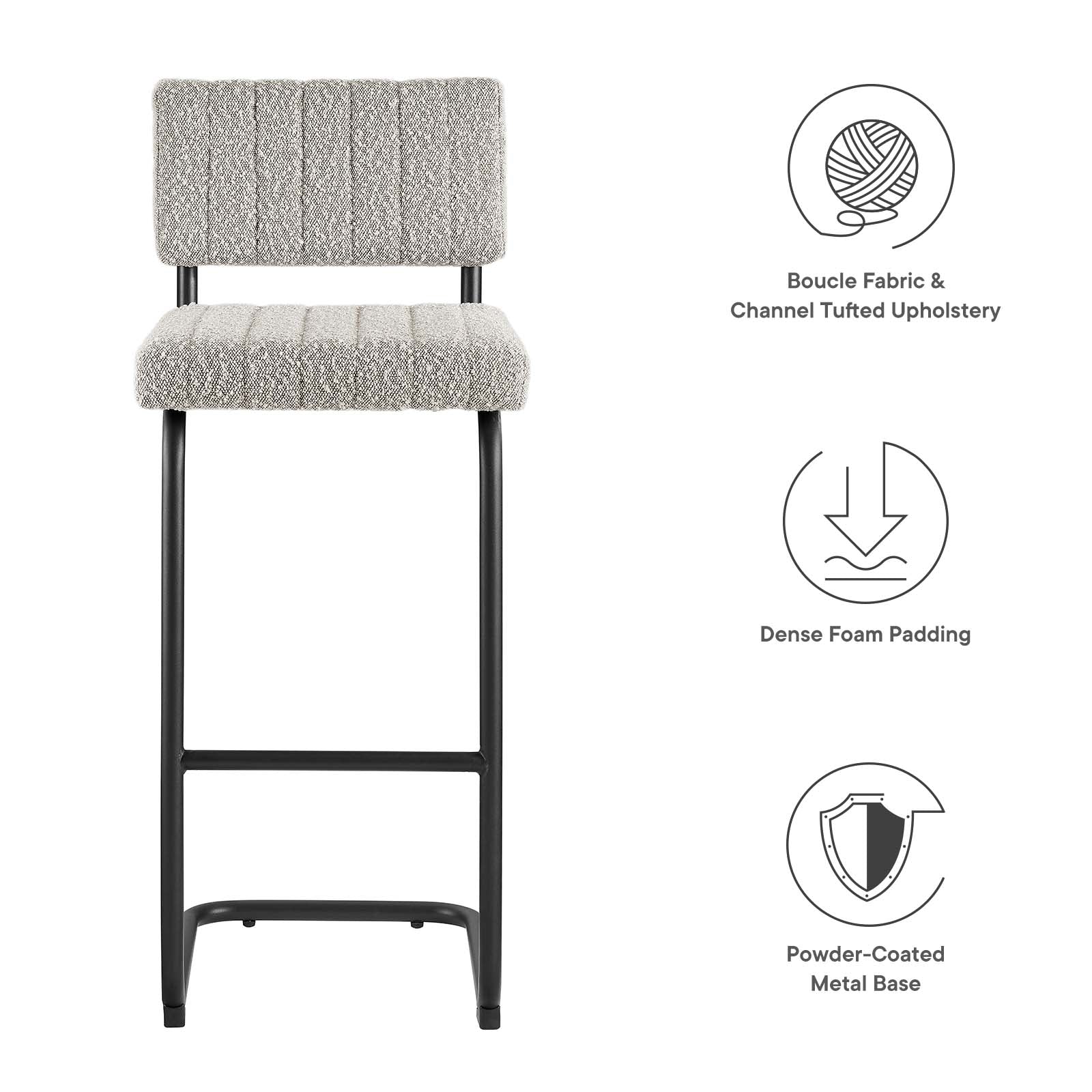 Parity Boucle Bar Stools - Set of 2 By Modway - EEI-6473 | Bar Stools | Modishstore - 30