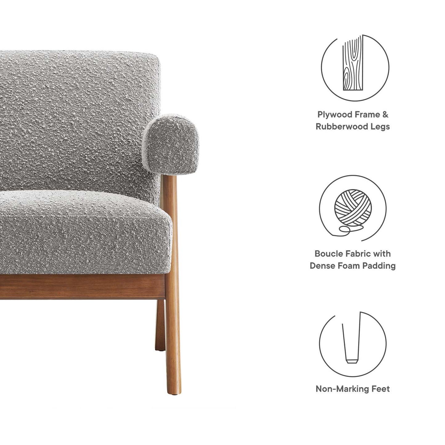 Lyra Boucle Fabric Armchair By Modway - EEI-6502 | Armchairs | Modway - 22