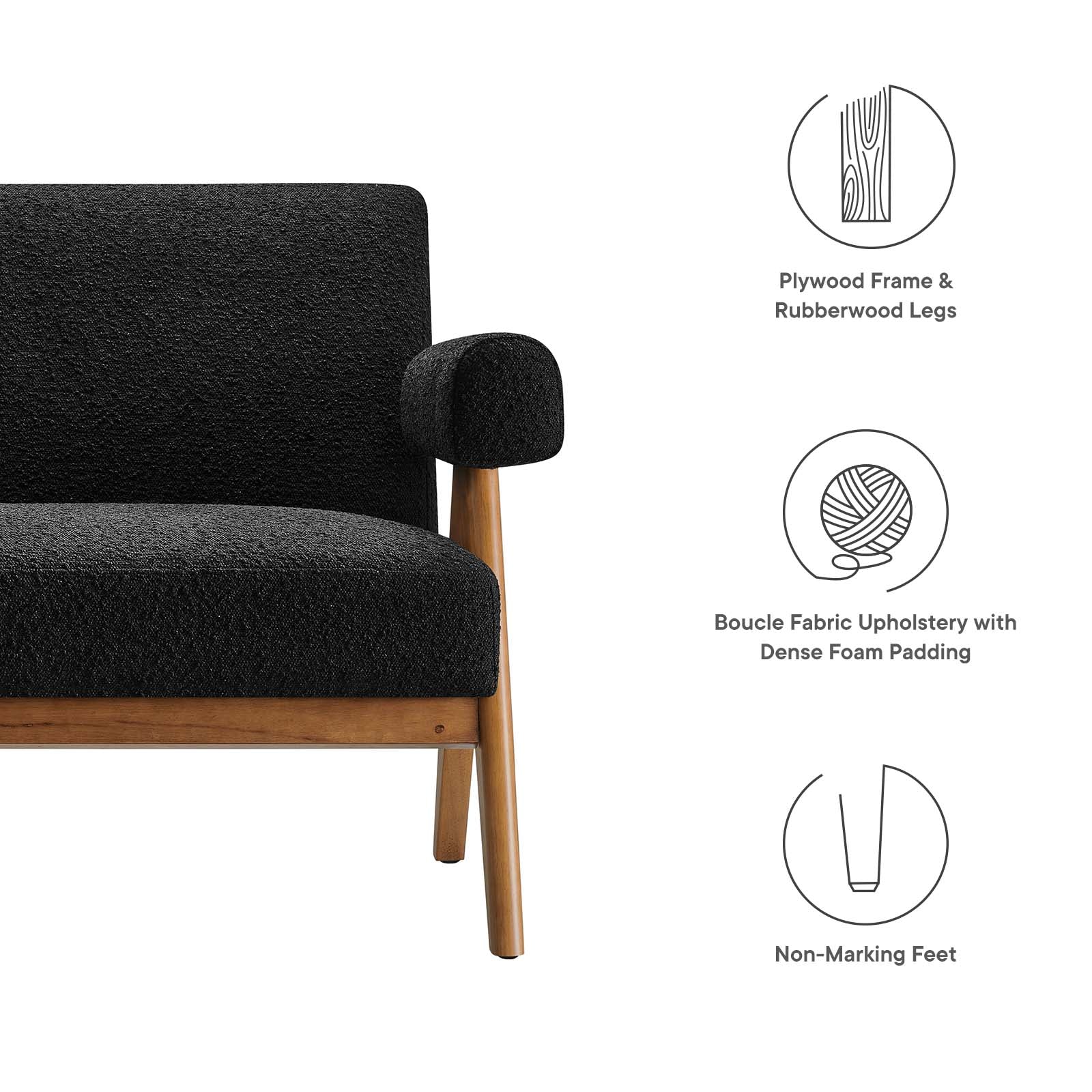 Lyra Boucle Fabric Loveseat By Modway - EEI-6504 | Loveseats | Modishstore - 6