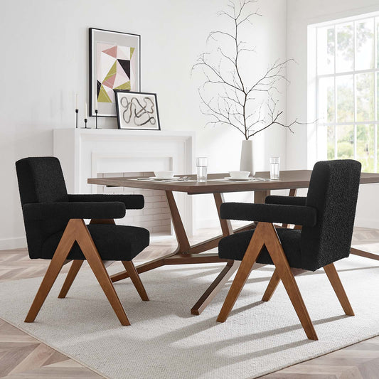 Lyra Boucle Fabric Dining Room Chair - Set of 2 By Modway - EEI-6506 | Dining Chairs | Modway