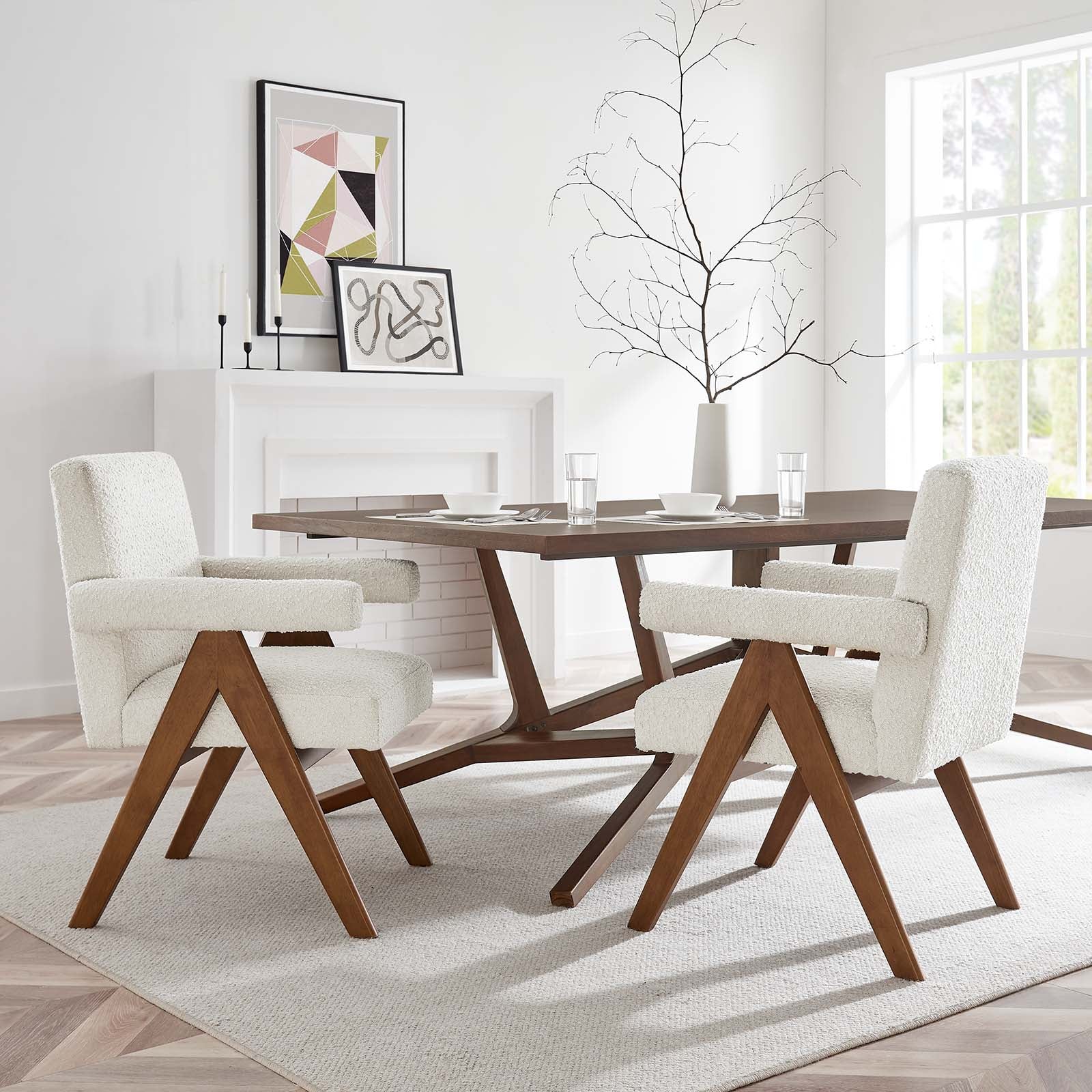 Lyra Boucle Fabric Dining Room Chair - Set of 2 By Modway - EEI-6506 | Dining Chairs | Modway - 11