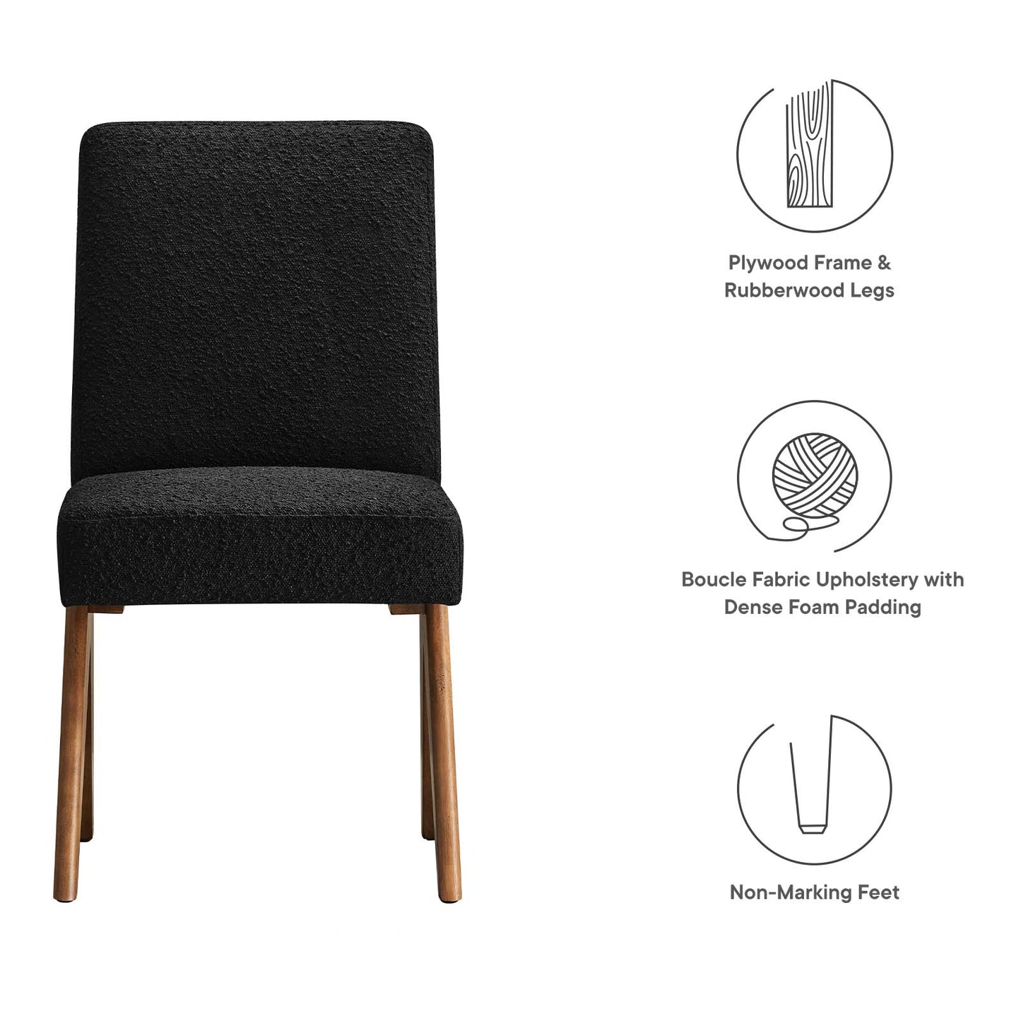 Lyra Boucle Fabric Dining Room Side Chair - Set of 2 By Modway - EEI-6508 | Dining Chairs | Modway - 8