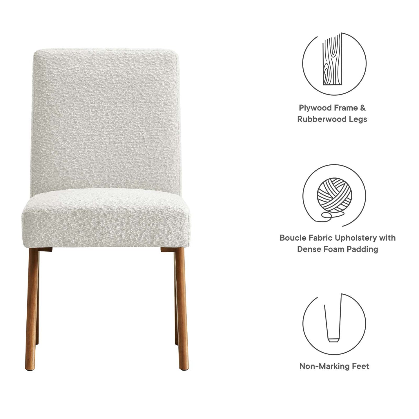 Lyra Boucle Fabric Dining Room Side Chair - Set of 2 By Modway - EEI-6508 | Dining Chairs | Modway - 17