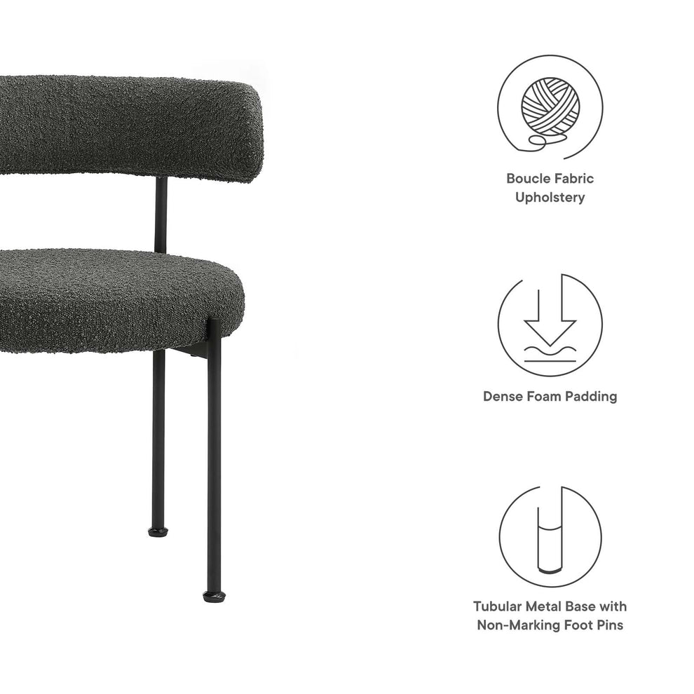 Albie Boucle Fabric Dining Chairs - Set of 2 By Modway - EEI-6516 | Dining Chairs | Modishstore - 6