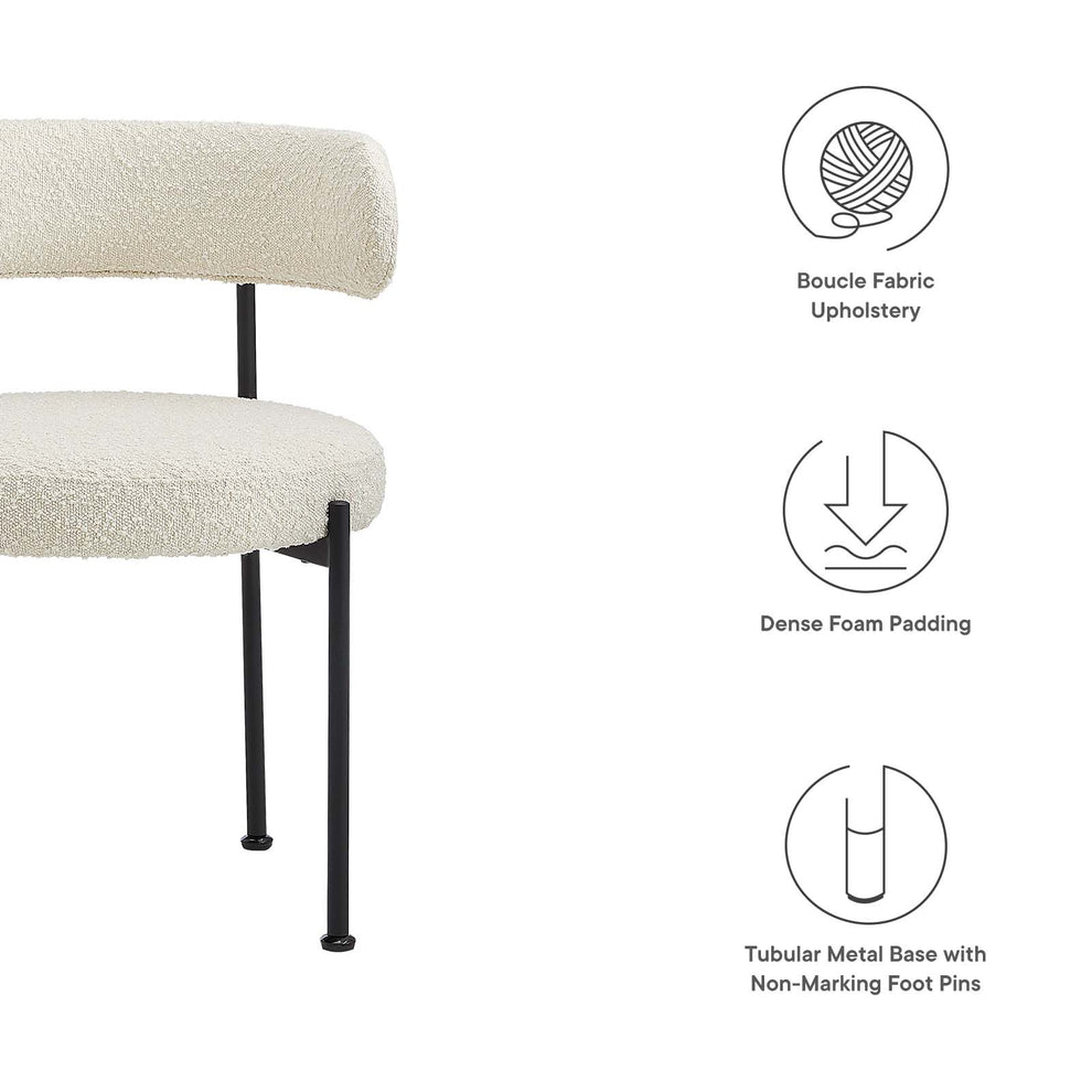 Albie Boucle Fabric Dining Chairs - Set of 2 By Modway - EEI-6516 | Dining Chairs | Modishstore - 14
