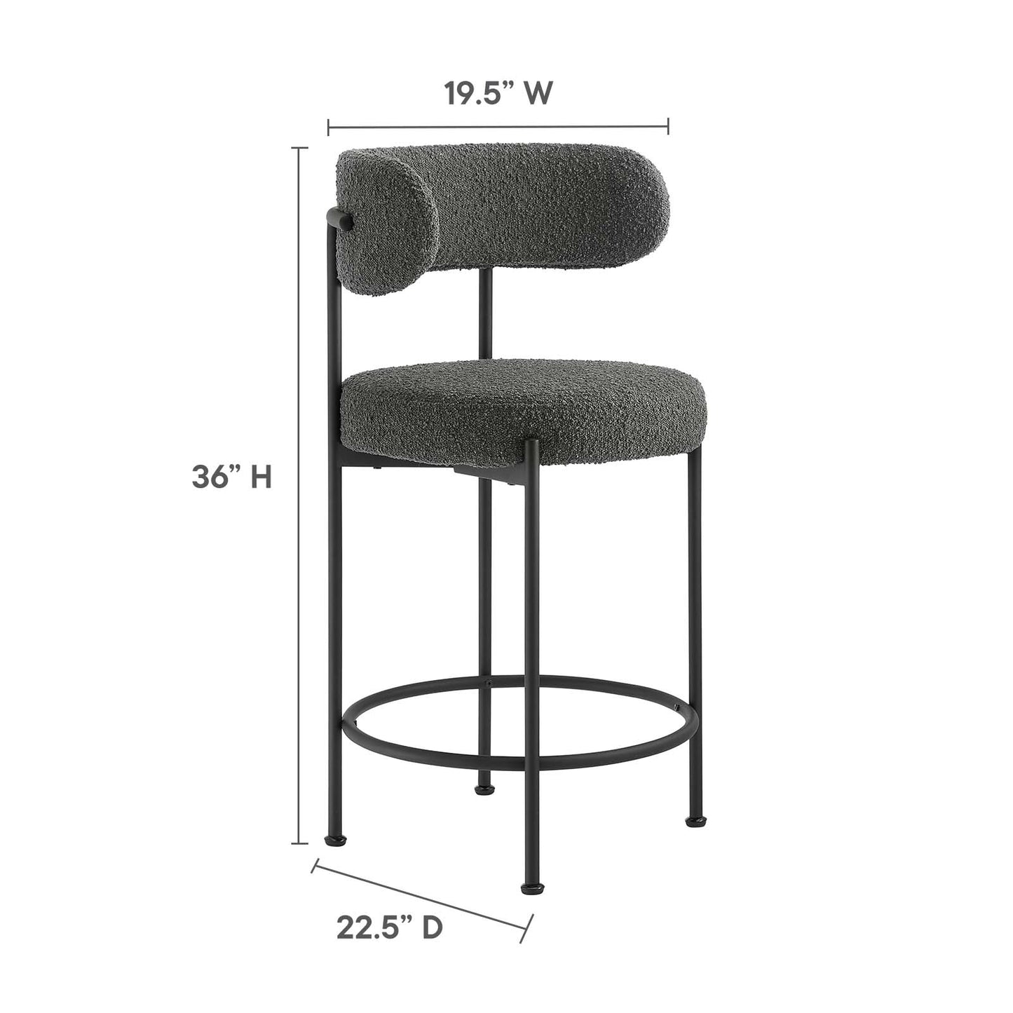Albie Boucle Fabric Counter Stools - Set of 2 By Modway - EEI-6518 | Counter Stools | Modishstore - 7