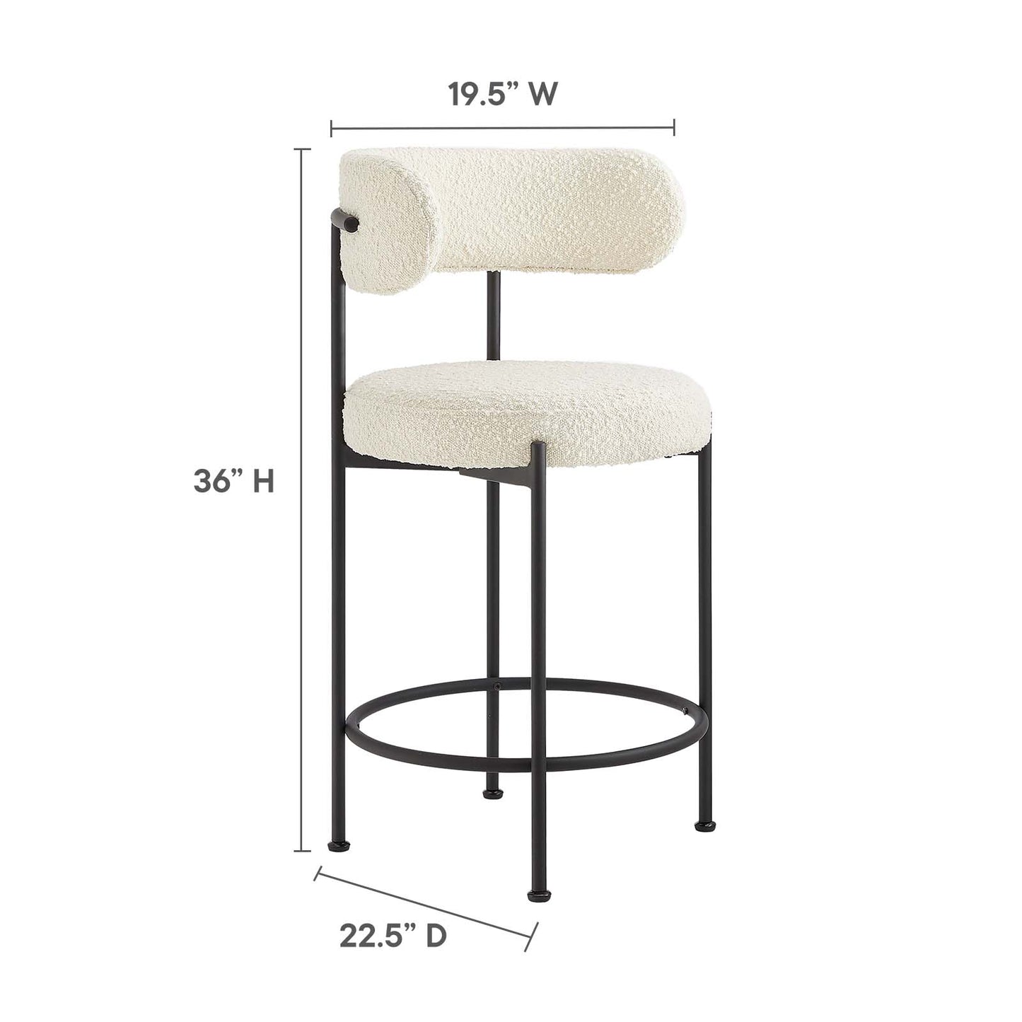 Albie Boucle Fabric Counter Stools - Set of 2 By Modway - EEI-6518 | Counter Stools | Modishstore - 15