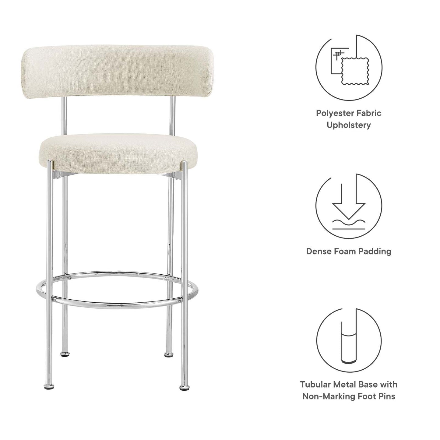 Albie Fabric Bar Stools - Set of 2 By Modway - EEI-6521 | Bar Stools | Modishstore - 6