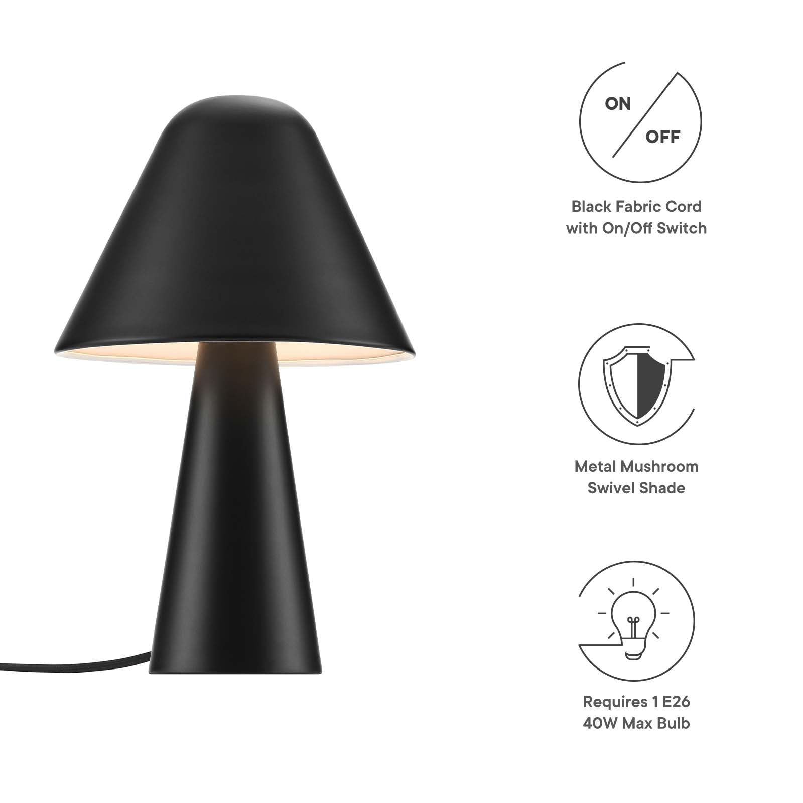 Jovial Metal Mushroom Table Lamp By Modway - EEI-6529 | Table Lamps | Modishstore - 7