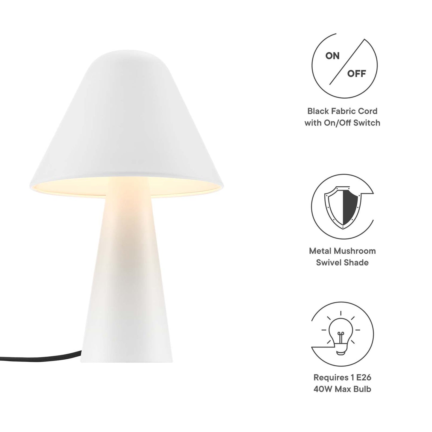 Jovial Metal Mushroom Table Lamp By Modway - EEI-6529 | Table Lamps | Modishstore - 30