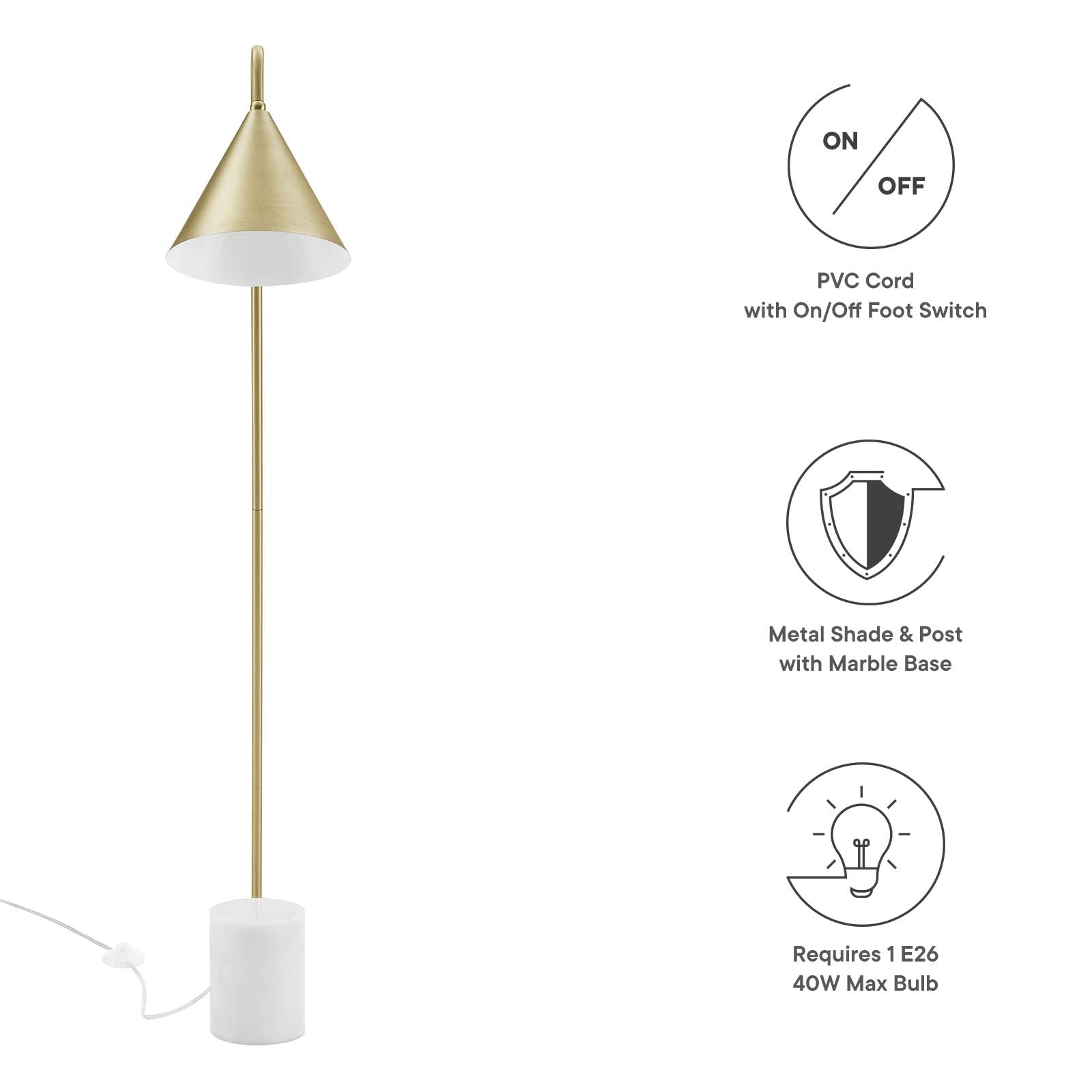 Ayla Marble Base Floor Lamp By Modway - EEI-6531 | Floor Lamps | Modishstore - 16