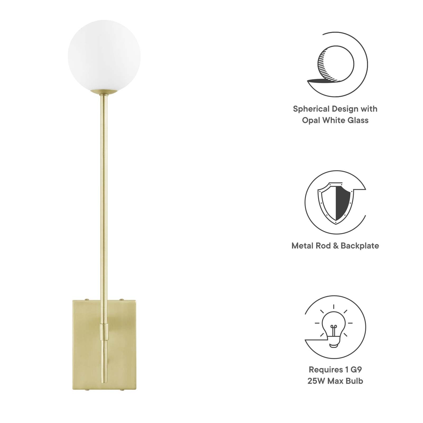 Riva White Globe Wall Sconce By Modway - EEI-6533 | Sconces | Modishstore - 13