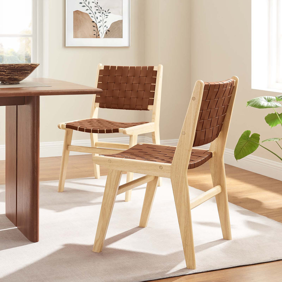 Saoirse Faux Leather Wood Dining Side Chair - Set of 2 By Modway - EEI-6544 | Dining Chairs | Modishstore - 2
