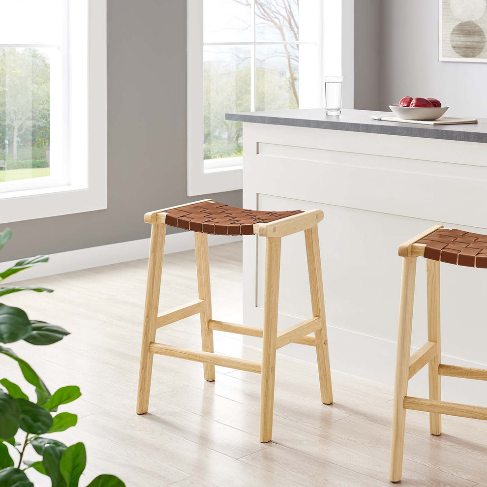 Saoirse Faux Leather Wood Counter Stool - Set of 2 By Modway - EEI-6547 | Counter Stools | Modishstore - 1