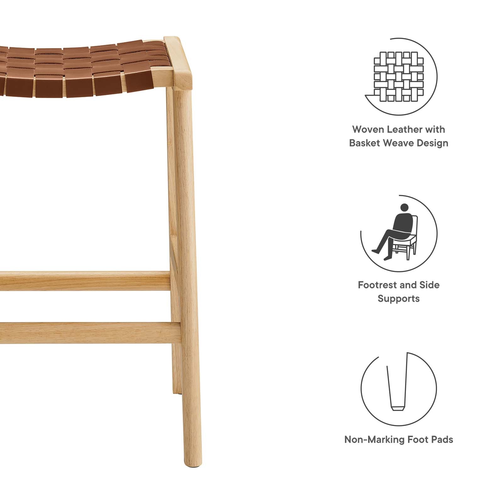 Saoirse Faux Leather Wood Counter Stool - Set of 2 By Modway - EEI-6547 | Counter Stools | Modishstore - 8