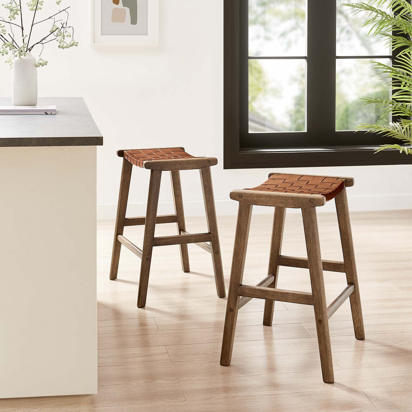 Saoirse Faux Leather Wood Counter Stool - Set of 2 By Modway - EEI-6547 | Counter Stools | Modishstore - 25