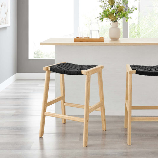 Saoirse Woven Rope Wood Counter Stool - Set of 2 By Modway - EEI-6548 | Counter Stools | Modway