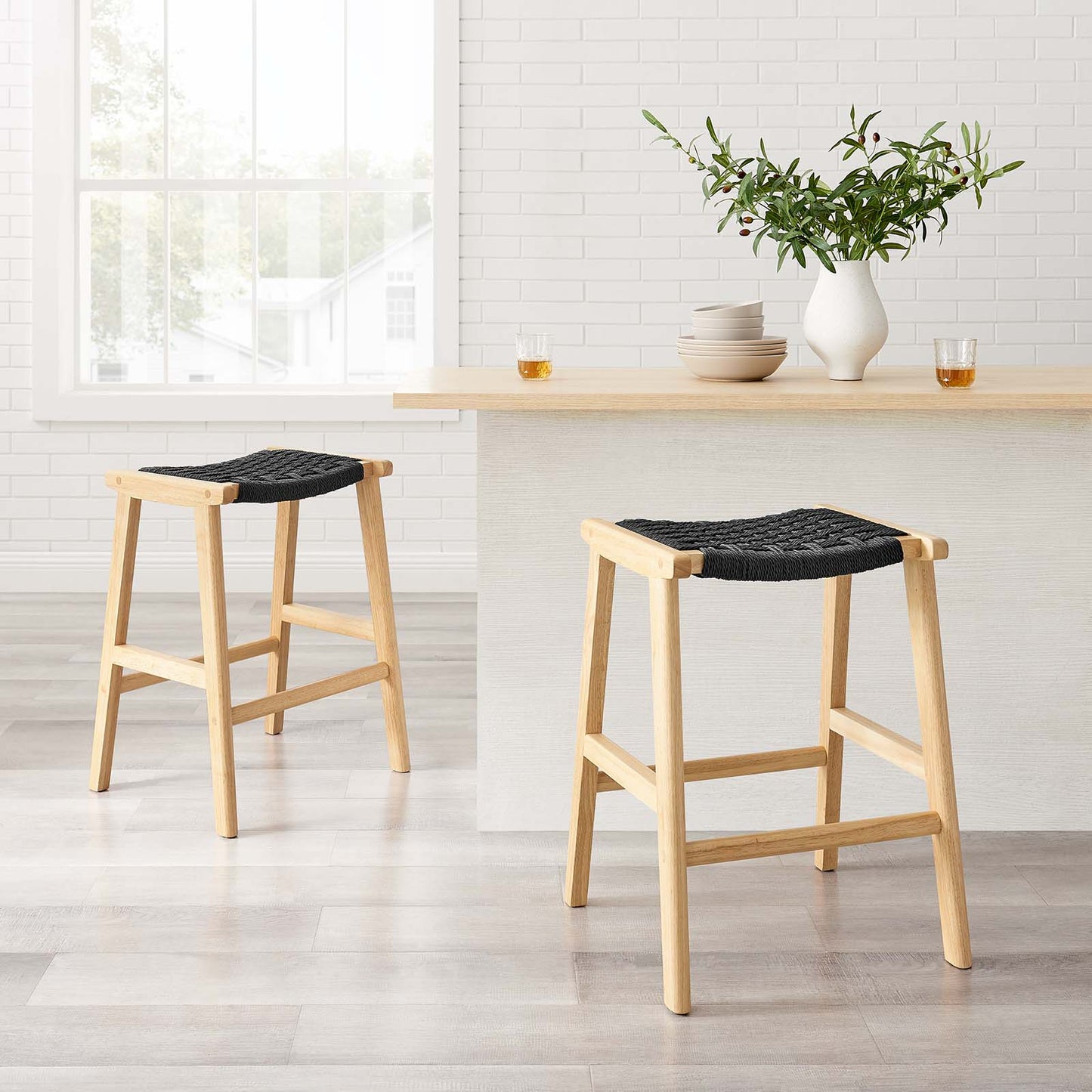 Saoirse Woven Rope Wood Counter Stool - Set of 2 By Modway - EEI-6548 | Counter Stools | Modway - 7